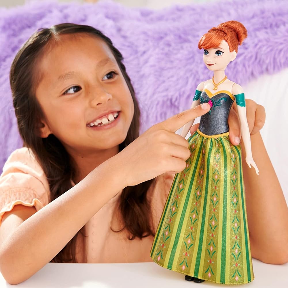 Mattel Disney Frozen Anna Singing Doll 30 Seconds Dress-Up Toy House Role Play Green