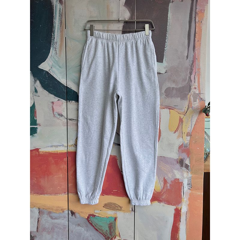 

Foreign Trade Original Order Sup * Re Fleece-lined Warm Ankle-tied Sweatpants Loose Casual Jogging Sweat pants Two Colors 1568 White Ash M