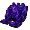 Purple Wolf Roses Designed Car Seat Cover Set For Most Cars - High-quality Comfortable Full Set Protector Covers For 2 Front Sea