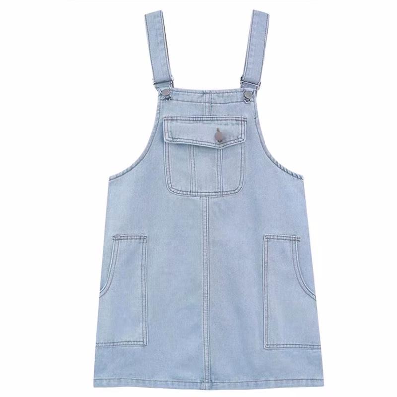 Oversize Women Denim Suspender Strap Dresses Summer Sleeveless Loose Casual Short Dress Female Versatile Sundress