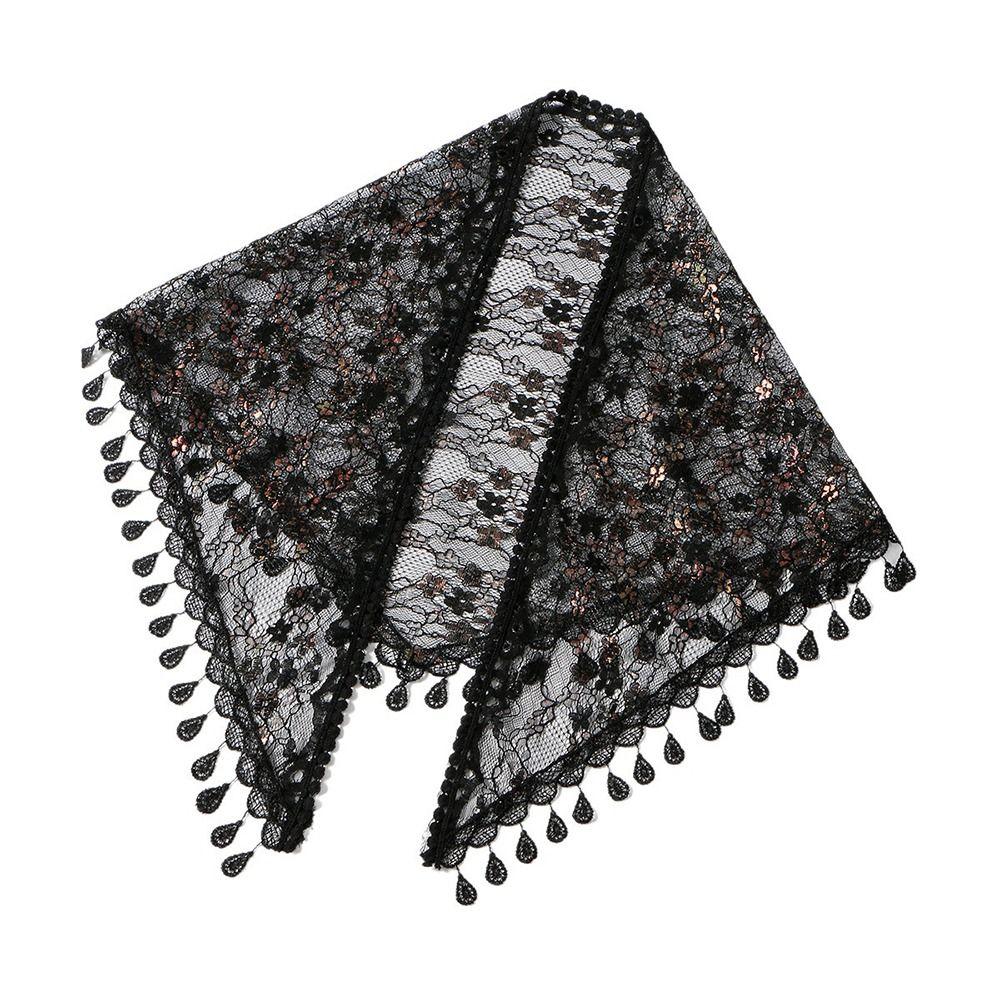 Vintage Lace Flower Hair Scarf Shawl Cute Triangle Head Scarf Bandanas for Women  Photography