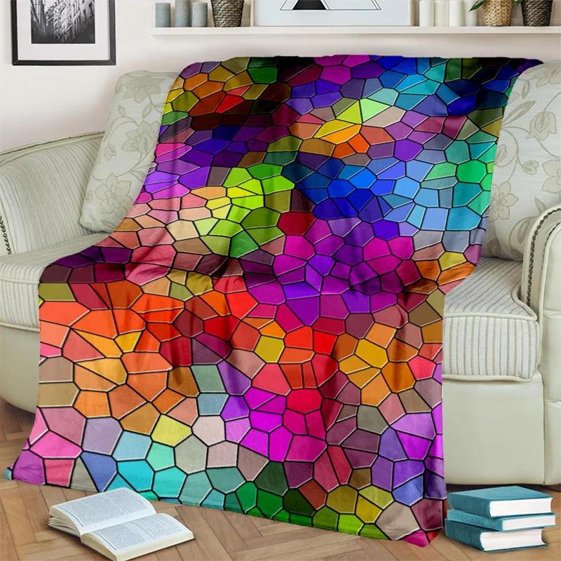 Coperta Cartone Animato 3D Colori Arcobaleno Illusione, Morbida Coperta da Divano per Casa Camera da Letto Letto Divano Picnic Viaggio Ufficio Coperta per Bambini