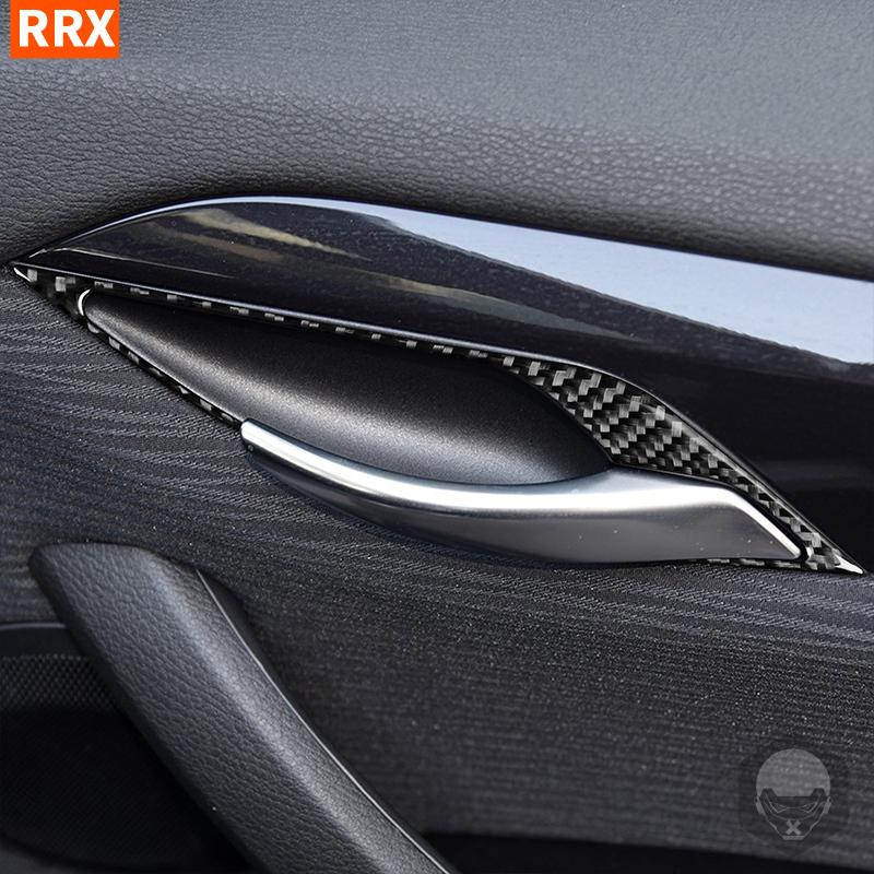 For BMW X1 E84 2013 2014 2015 Real Carbon Fiber Sticker Door Switch Handle Panel Trim Frame Car ide decorative Accessories