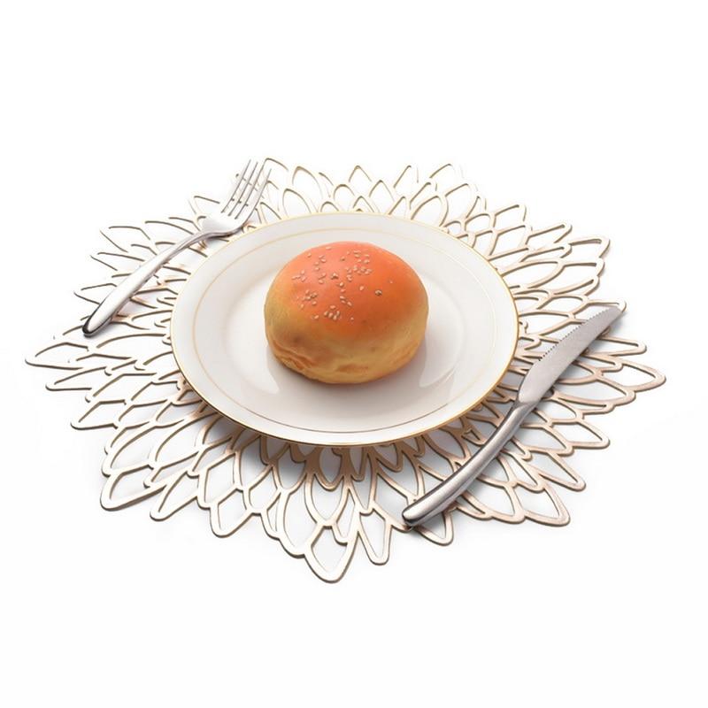2Pcs  PVC Hollow Insulation Coaster Pads Table Bowl Mat Home Christmas Decor Heat Resistant Flower Shape Placemat for Dining Table