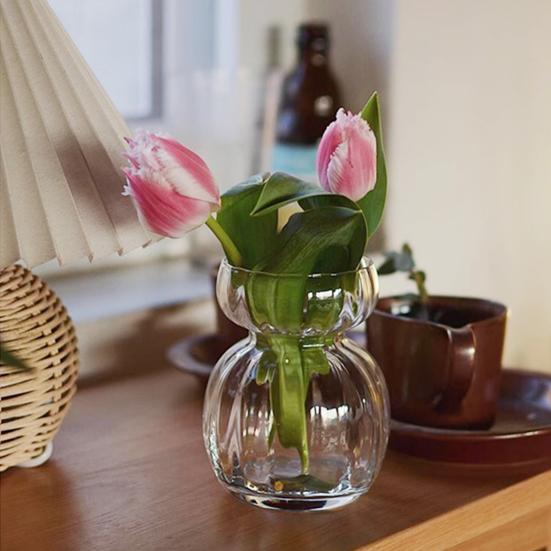 Clear Glass Flower Vase for Centerpiece Modern Boho Style Decorative Vase for Wedding Party Indoor Home Decor Housewarming Gift