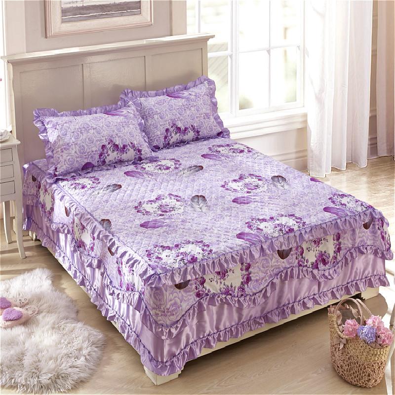 

100% утолщенное стеганое покрывало из хлопка, размер King Queen, кружевная юбка для кровати принцессы, покрывало из чистого хлопка, не включая наволочку 150x200x45cm 1pc