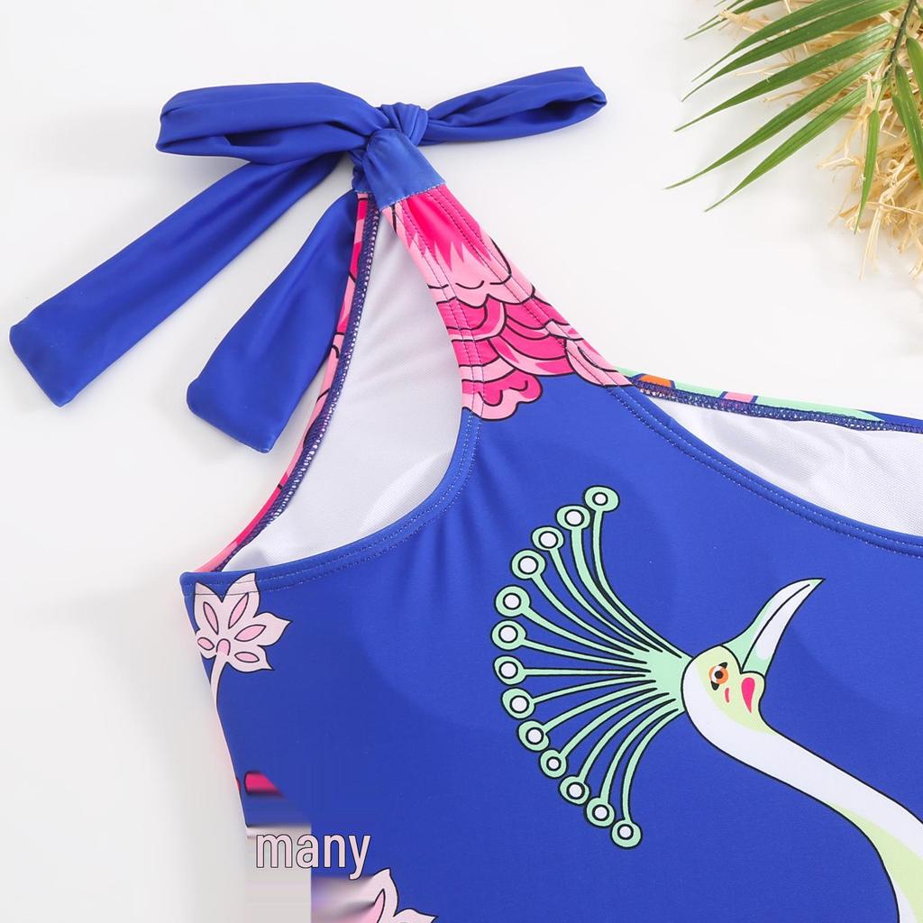 Chiffon Langrock Set: Europäischer & Amerikanischer Einteiler-Badeanzug mit bedrucktem Oberteil, Bikini-Bademode