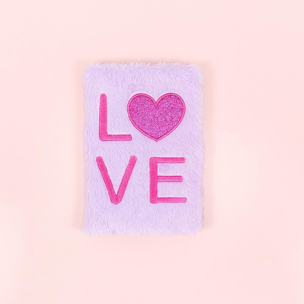 Glitter Heart LOVE Notebook: Fluffy, Fresh Girly Diary with Little Rabbit Fur - Perfect for Qixi Festival Lovers