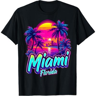 Miami Florida Sonnenuntergang – Lebendiges & Warmtoniges South Beach T-Shirt