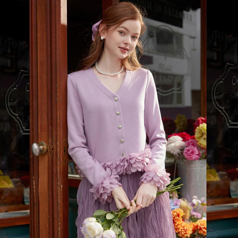 

Bailuyu Elegant V-Neck 3D Floral Knit Cardigan XL