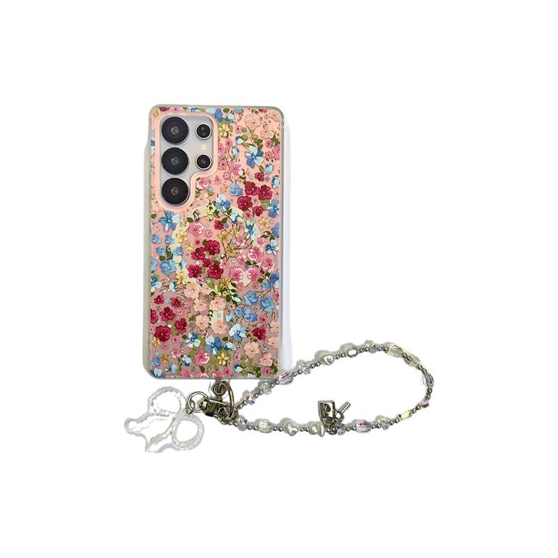 Glitter Magnetic Stand Phone Case for Samsung S25 Ultra/S23 FE - Autumn & Winter Flowers Design