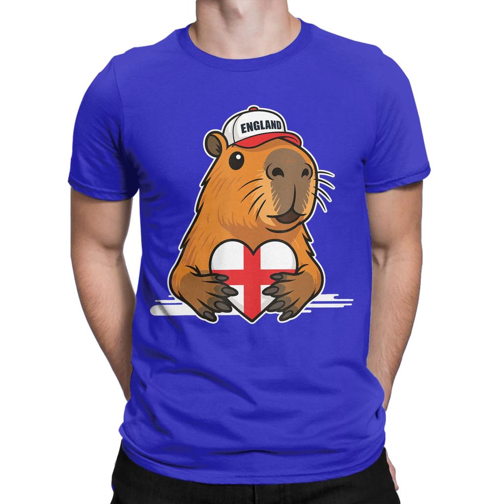 English Flag England Capybaras Tshirts Unisex Novelty Cotton Tees O Neck Short Sleeve T Shirt Printing Tops