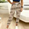 Summer Ladies Retro Floral Printed Sweatpants Loose Fit Drawstring Joggers Elastic Cuff Daily Casual Pants