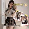 Waist-Hugging Schoolgirl Lingerie: Japanese Academy Style Tie Shirt & Pleated Skirt