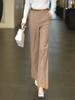 Womens Wide Leg Trousers With Wool Fabric High Waist Loose Fit For Casual Spring Wear