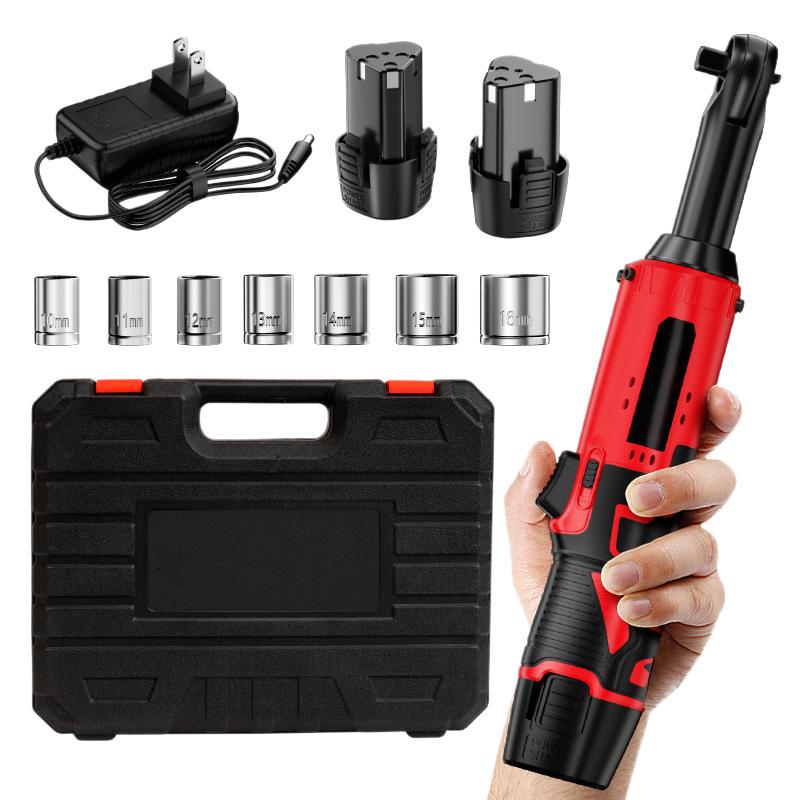 3/8" Cordless 90° Right Angle Electric Ratchet Wrench, 12V Rechargeable for Stage Truss & Automotive Use