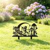 Iron Art Angel and Mushroom Garden Lawn Ornaments - Hollow Silhouette Yard Decorations