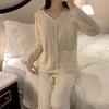 New Pajamas for Women Spring Sweet Square Neck Pajamas Set with Breast Pads Home Clothes Island Velvet Ruffles Home Clothes