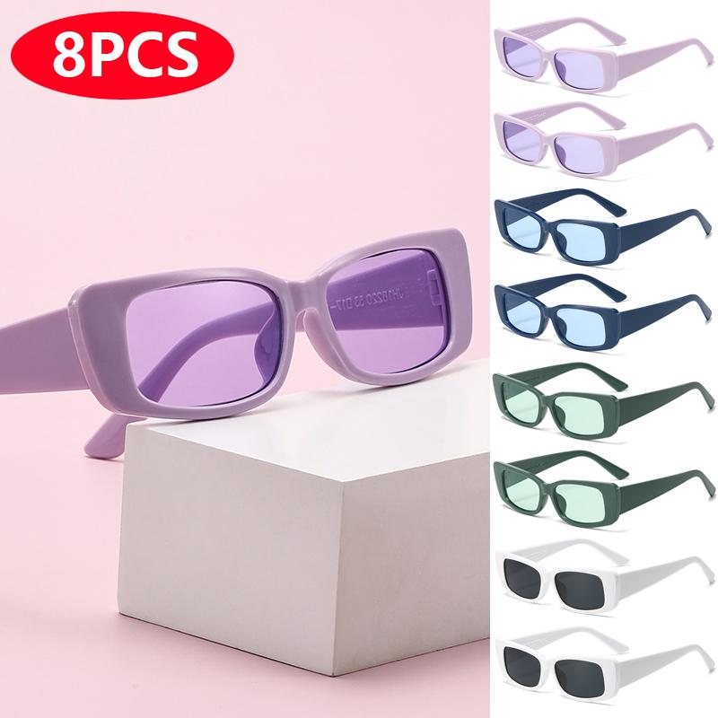 1/8pcs Cat Eye Square Sunglasses Women Small Frame INS Personalized Luxury Retro UV Resistant Glasses Unisex