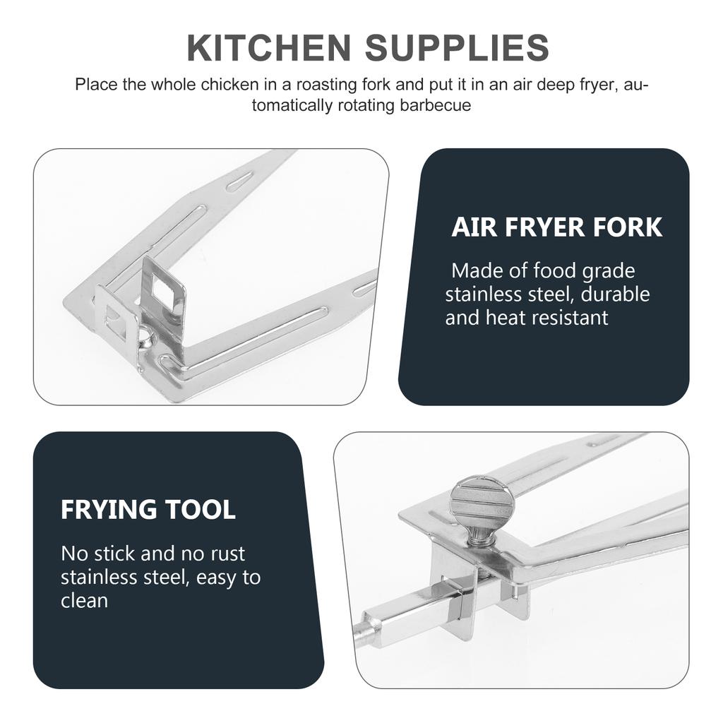 Rotisserie Skewer Chicken Grill Stick Microwave Oven Roast Rack Grills Rotating Forks Kitchen Gadget White Stainless Steel