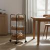 Rattan Rolling Cart Handwoven Design Detachable for Dining Area
