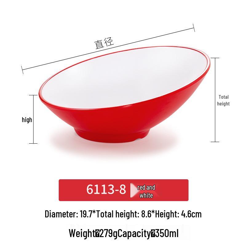 Velká šikmá melaminová mísa - Imitace porcelánu pro horký hrnec, salát a dochucovadla