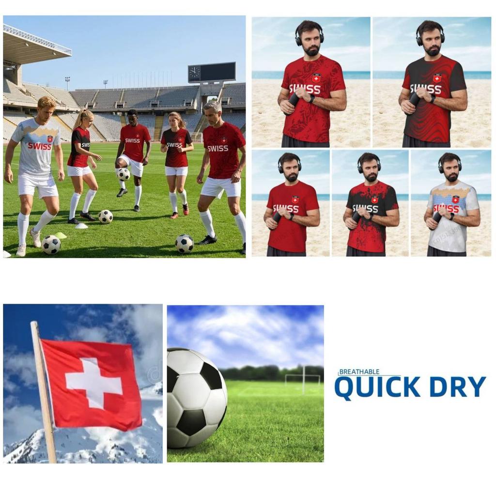 Switzerland Swiss SUISSE Soccer Football Tshirt Print 3D Flag National JERSEY CHEER Training Round Neck Unisex Men Women Sport Short Sleeve Uniform