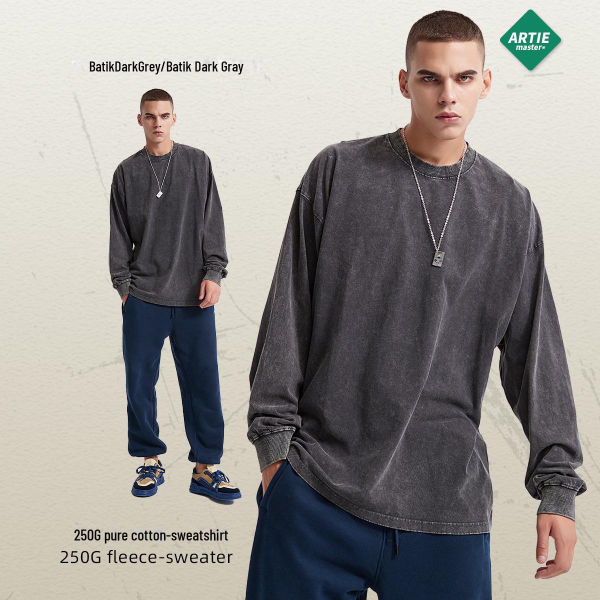 

Футболка ARTIE мужская с длинным рукавом и принтом батик плотностью 250 г — 10 однотонных цветов, стираная и состаренная, идеально подходит для осени и зимы M