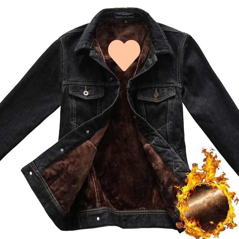 Velvet Thickened Denim Jacket Men's Cotton Removable Hooded Black Cotton Clothing Autumn and Winter Warm Jacket Trendy