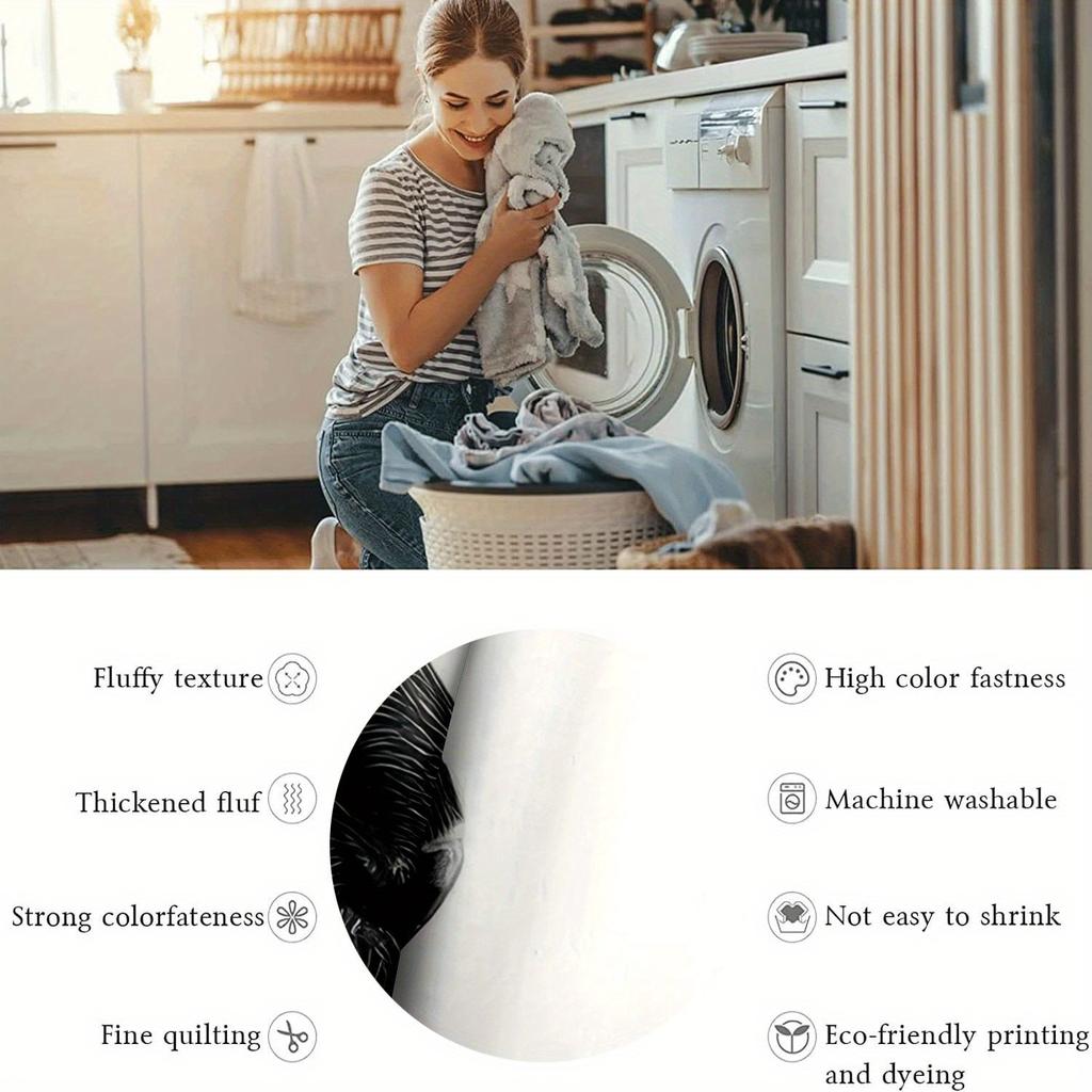 Luxurious Cat Face Print Fleece Throw Blanket - Cozy, All-Season, Tear-Resistant Polyester - Ideal for Home Decor, Sofa, Pets, O