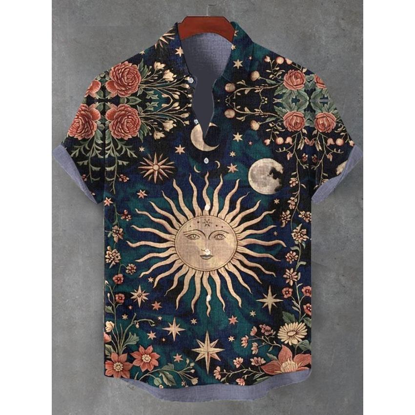 

2025 Винтаж Африканский Стиль Мужские Ретро Этнические Племенные Рубашки С Коротким Рукавом Топы Модные Повседневные Уличные Мужские Рубашки Для Отдыха 3XL