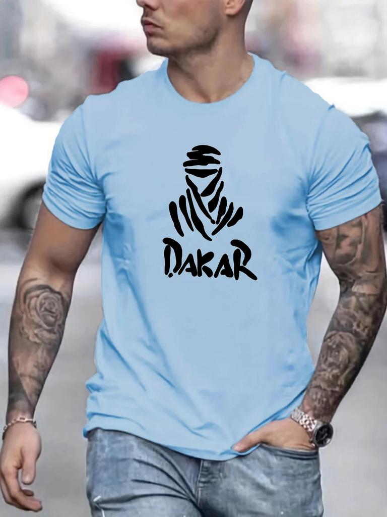 Mens Summer Pure Cotton Fashionable Casual Loose Dakar Style Printed Round Neck Short Sleeved Tshirt Top
