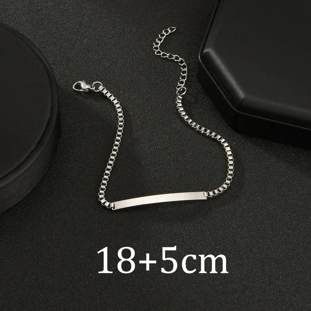 Atoztide Personalized Engrave Name Date Bracelet Set Stainless Steel For \Women Men Adjustable Link Cuban Chain Jewelry Gift