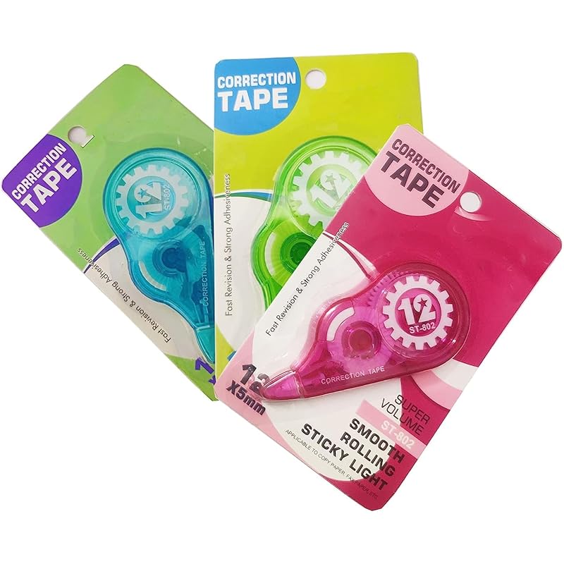 Eclet Correction Tape - Pack Of 3 Pcs Correction Tape 12 Meter X 5 Mm, For Journal, Correction Pen, Whitener For Correct