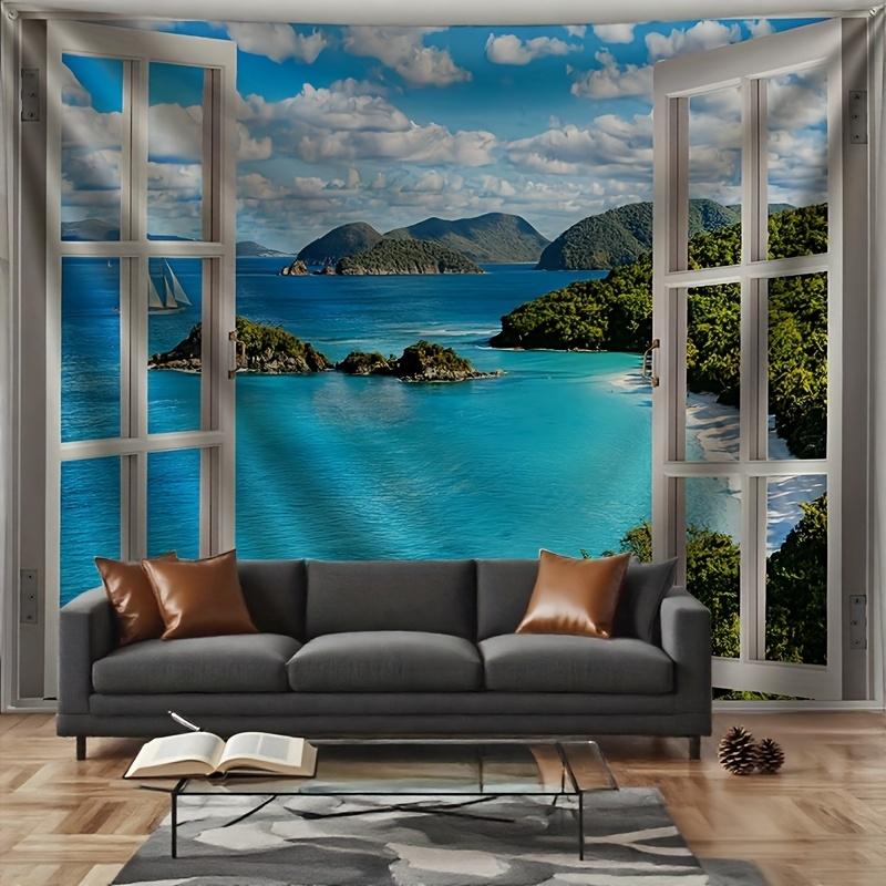 Tropical Island Beach Tapestry Photography Background Wall Decoration Ocean Theme Decoration Polyester Fiber Wall Hanging