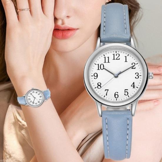 Orologio da polso analogico da donna al quarzo minimalista con cinturino in ecopelle, numeri arabi grandi, per lavoro quotidiano, scuola, appuntamenti