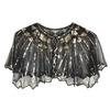 Delicate Sequins Adorned Capelet Shoulder Wrap Breathable Mesh Fabric Scarf Shawl With Intricated Beadwork Design