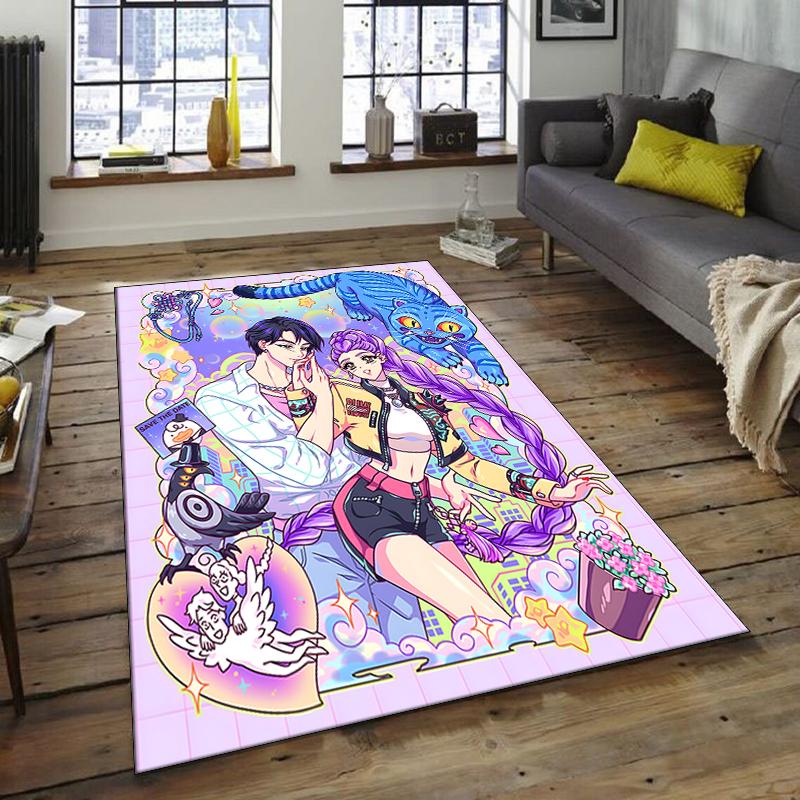 1pc KPop Demon Hunters18 Design Area Rug - Non-Slip, Soft & Cozy Floor Mat for Living Room, Bedroom, Office - Indoor/Outdoor Decorative Carpet