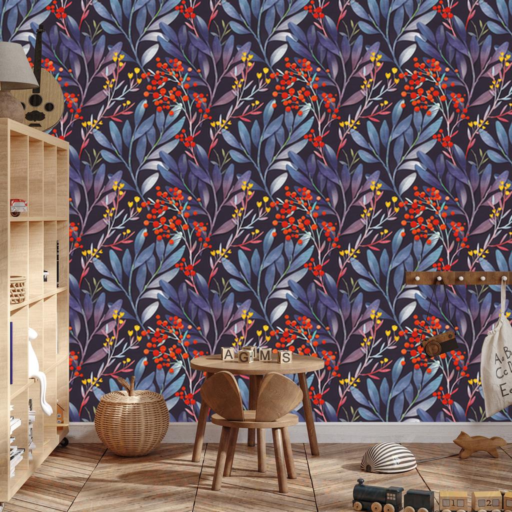 Wallpaper Plants pattern in retro style for living room and bedroom 50x1000