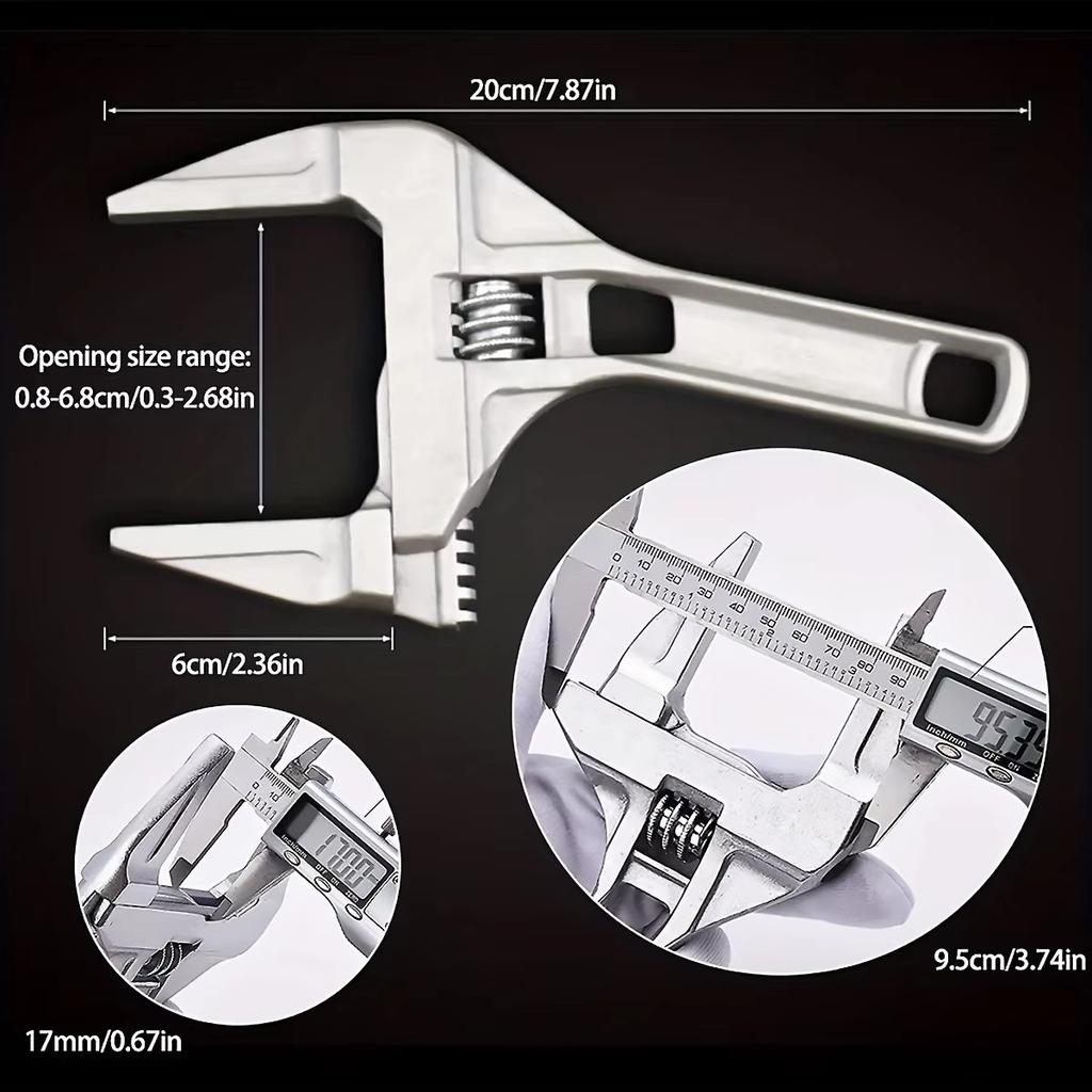 Adjustable Wrench Large Opening Bathroom Spanner Wrenches Wide Jaw 16-68mm Aluminum Alloy Spanner Wrenches Shank Plumb