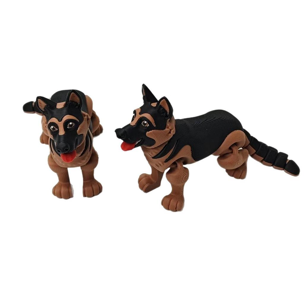 3D Printed German Shepherd Puppy Movable Toy Model – Realistic Desktop Pet Gift