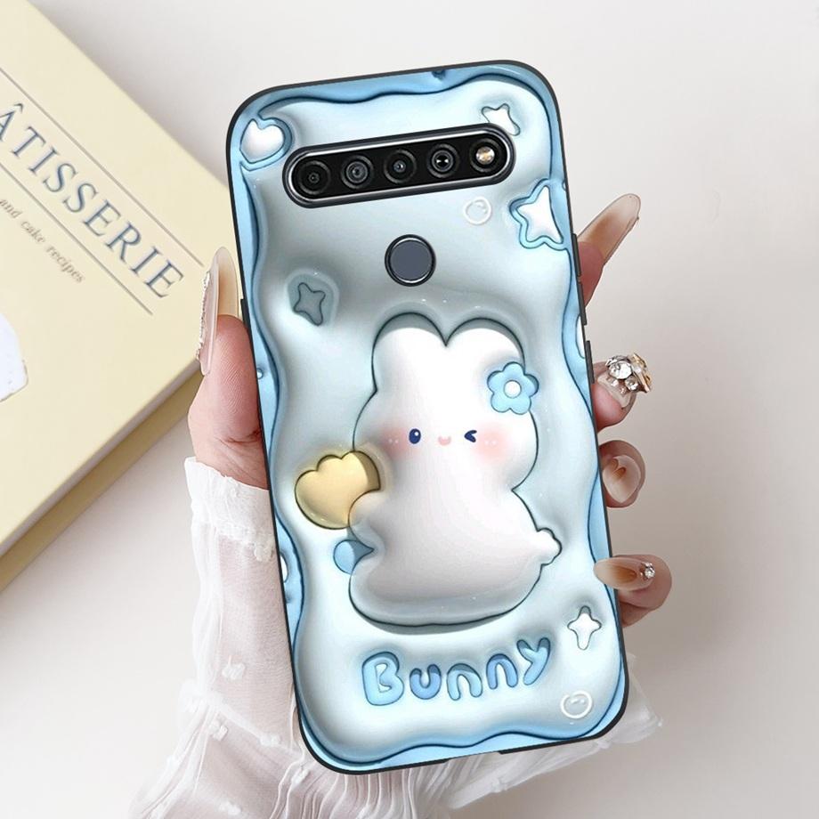For LG K41s K51s K52 Q52 K61 Q61 K62 K22 2020 Phone Case Back Cover Soft Matte Silicone Slim Fundas Lovely Panda Rabbit Flower