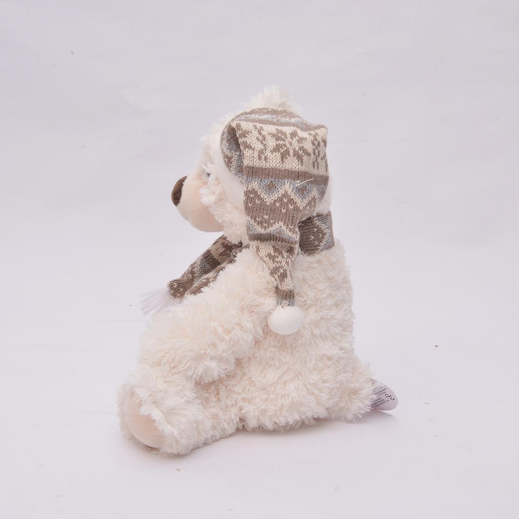 High Quality Christmas White Bear Wearing Hat Scarf Festive Stuffed Toy Christmas Gift Decoration Teddy Bear Gift