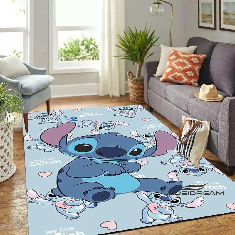 Personalized name-customized rug, "Stitch" print, suitable for living rooms, bedrooms, large-sized soft rug, home décor, sofa