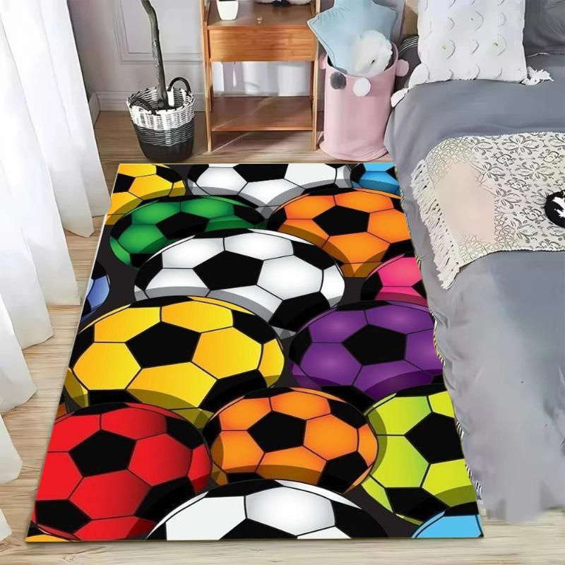 Colorful Football Pattern Area Rug Colorful Soccer Ball Decor Soft Non-slip Carpet Kids Room Bedroom Living Room Decor Floormat