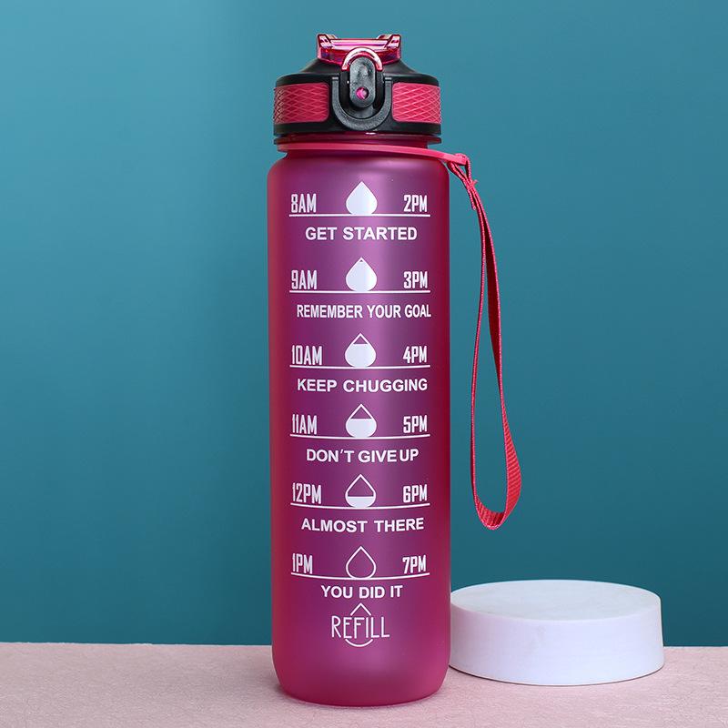 Gradient Plastic Sports Water Bottle with Bounce Lid - Large Capacity for Students & Outdoor Fitness
