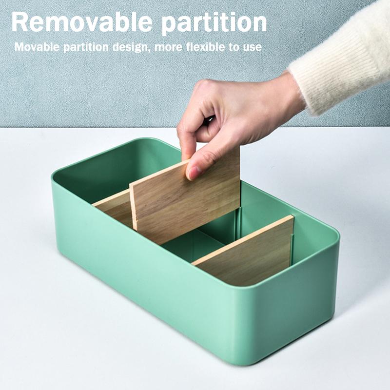 Multipurpose Desktop Storage Box Tv Remote Holder Wooden Table Organizer For Bedroom Living Room Household Detachable Partition