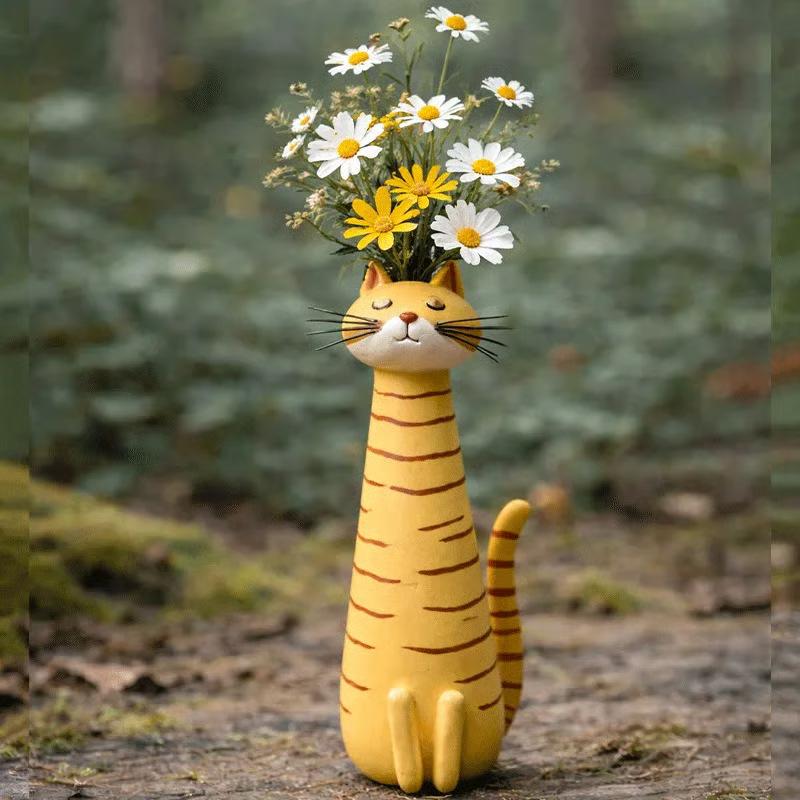 Handmade Quirky Cat Vase Creative Vase Cartoon Home Decor Ornament Gift