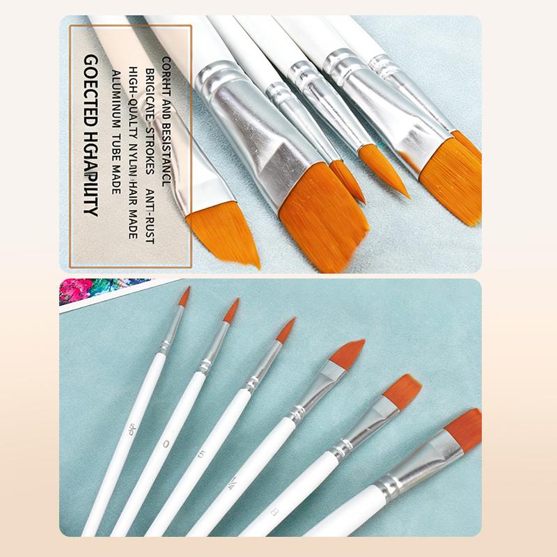 Acrylic Oil Watercolor Artist Brushes Set 6pcs Nylon Material Soft Bristle for Kids Classroom Art Drawing Projects