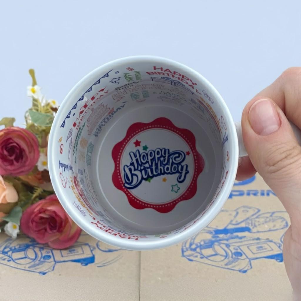 Кружка Человек-паук Spider-Man с принтом керамическая чашка с надписью внутри Happy Birthday 330 мл 